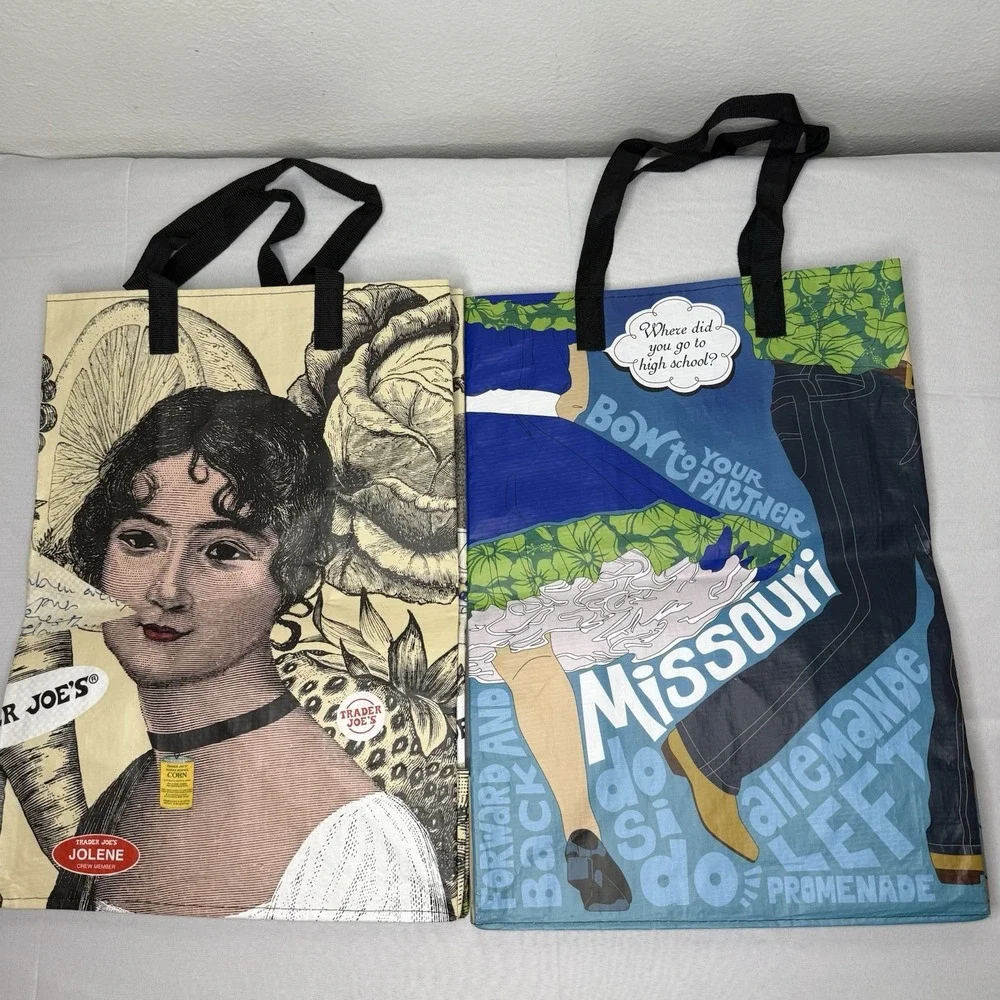 Bundle Of Two Trader Joes Reusable‎ Bags Missouri And Crew Member